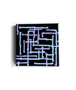 Small Abstract Sunset Acrylic Painting, Black, Blue, Purple Drip Art, Mo... - $1,104.48 MXN