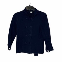 J. Crew Button Up Jacket Coat Size Small Navy Blue Womens 3/4 Sleeve 100... - $25.73