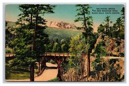 Pigtail Bridge Iron Mountain Road Black Hills  SD UNP Linen Postcard O17 - £2.33 GBP