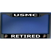 usmc marine corps retired military insignia chrome license plate frame usa made - £23.42 GBP