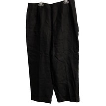 Talbots Trousers Womens Size 12 Black Cropped Cuffed  Linen Side Zip - $18.46