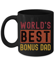 Worlds Best Bonus Dad Father&#39;s Day Coffee Mug Vintage Black Cup Gift For... - £14.69 GBP+