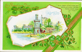 St Patrick&#39;s Day Greetings Embossed Postcard Ireland Shanes Castle Shamrocks - £6.16 GBP