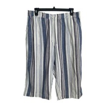 Beach lunch lounge Womens Pants XXL Blue White Stripes Capri Pull On Poc... - £13.05 GBP