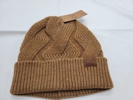 NWTS NEW C.C Trendy Warm Chunky CuffStretch Cable Knit Beanie Hat Brown - £12.64 GBP