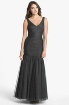 ML Monique Lhuillier Bridesmaids Tulle Trumpet Dress Sz 6-8 Charcoal - $109.30