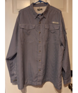 Habit Mens Fishing Shirt 2XL Blue Check 40+ UPF Sun Protective Vented LS - $16.49