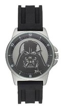 Mens Watch Quartz Darth Vader Wrist Adult Star Wars Black &amp; Silver Silicone NEW - £26.11 GBP