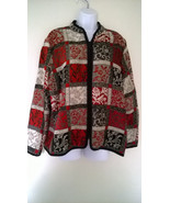 Studio Works Rayon Zip Up Womens Sweater Jacket Large Red &amp; Black Cottag... - $523.29 MXN
