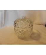 Vintage Clear Glass Candy Dish With Lid, Hobnail Pattern With Leaf &amp; Ste... - £31.87 GBP