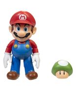 Nintendo Super Mario 4 Inch Action Figure Mario with 1 Up Mushroom - $22.55 CAD