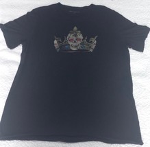 John Varvatos Men&#39;s Black Skull Crown Graphic Crew-Neck Short Sleeve T-S... - $41.98