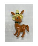 Gerry&#39;s Donkey Brooch Pin Enamel Metal Vintage Signed 1-3/4” Straw Hat - $24.75