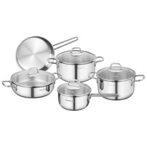 Korkmaz Perla 9 Piece Stainless Steel Cookware Set in Silver - £159.45 GBP
