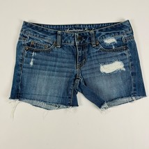 American Eagle Outfitters Boyfriend Womens Denim Shorts Size 2 Blue Stretch - $18.99