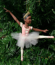Ksa Hand Painted African American Ballerina On Pointe Ballet Xmas Ornament A - $10.88