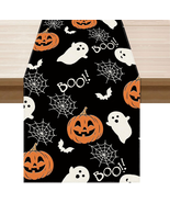 Boo Spooky Ghost Pumpkin Halloween Table Runner Burlap Decoration - $293.23 MXN