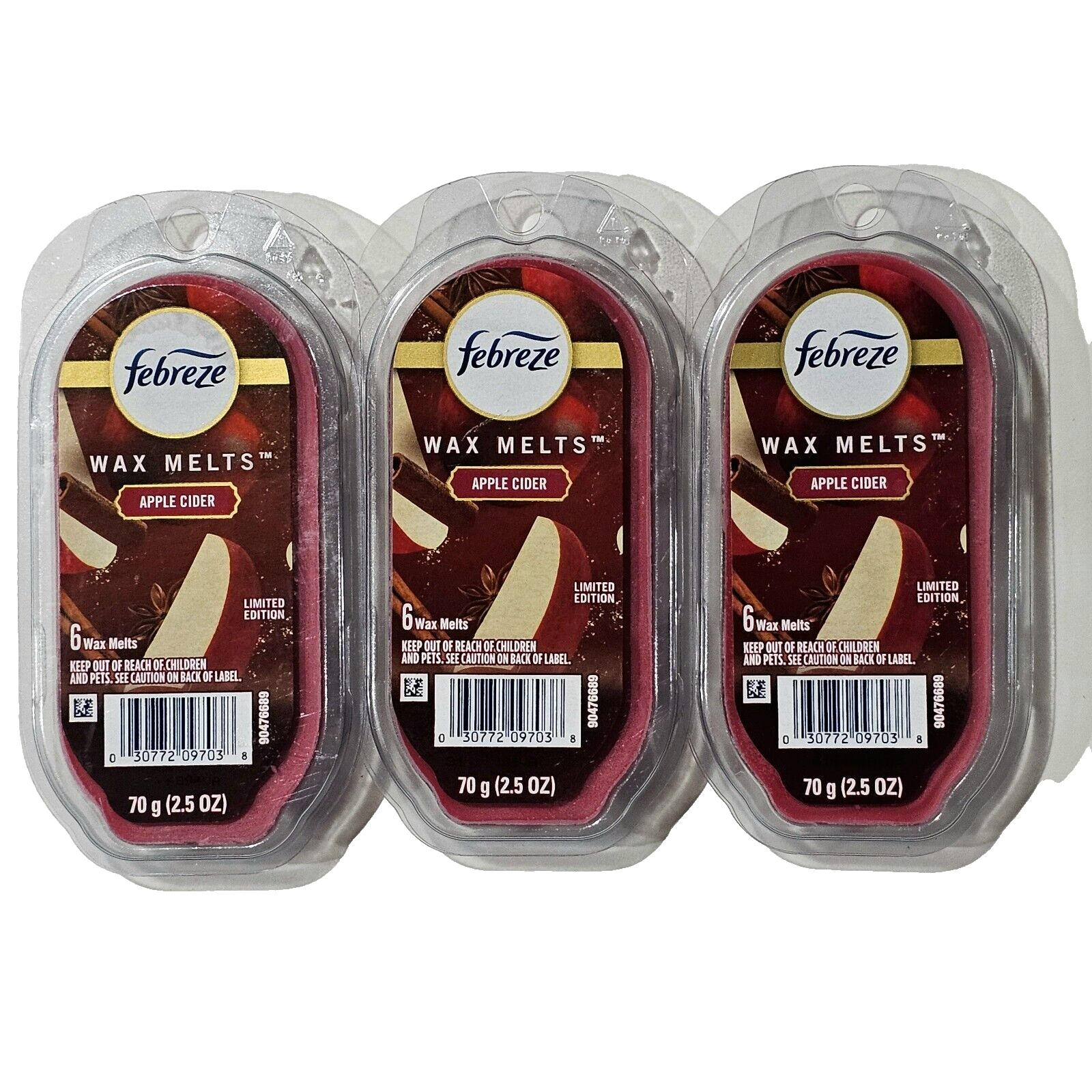 3 Pack Febreze Fragrance Wax Melts Apple Cider 6 Each Pack 2.5oz Red