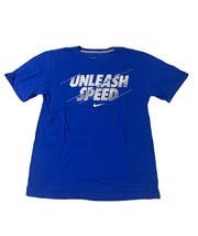 Nike Small Unleash Speed Swoosh Mens T-Shirt Blue Silver Graphic - $17.82