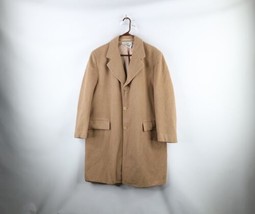 Vintage 50s 60s Mens 44R Cashmere Wool Blend 3 Button Trench Coat Jacket Beige - $118.75