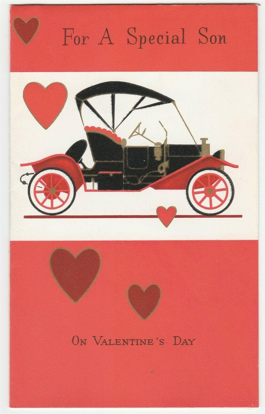 Vintage Valentine Card Old Fashioned Car Model T Flocked Unused Gibson - £6.32 GBP