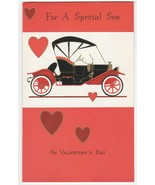 Vintage Valentine Card Old Fashioned Car Model T Flocked Unused Gibson - £6.32 GBP