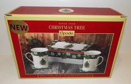 NEW 2019 SPODE ENGLAND CHRISTMAS TREE 5-PIECE TIN SET IN BOX MUGS COASTE... - £31.32 GBP