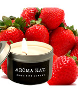 Fresh Strawberries Scented Tin Candles Hand Poured Vegan Friendly Eco Soy - $284.64 MXN+