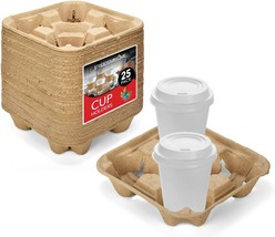 4 Cup Disposable Coffee Tray (25 Count) - Biodegradable And, Uber Eats - £25.38 GBP