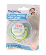 Baby King Printed Pacifier With Cover - New - Forever Hungry - £7.07 GBP