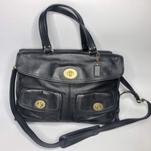 Coach Rich Black Leather Hampton Legacy Briefcase Handbag Laptop Bag f-12980 - £154.84 GBP