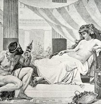 Hercules At The Feet Of Omphale Print Victorian 1894 Art Greek Mythology... - £32.35 GBP