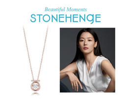 Stonehenge 14K Dancing Stone Stella Necklace W0001 Female Korean Jewelry - £360.44 GBP