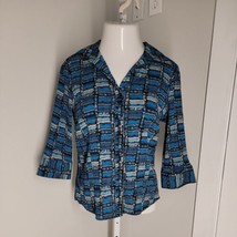 Bay Studio Button Up Collared Shirt ~ Sz PL ~ Blue ~ 3/4 Sleeve - £17.32 GBP