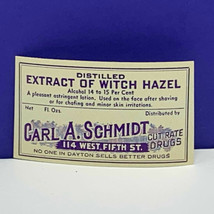 Drug store pharmacy ephemera label advertising Carl Schmidt Dayton witch... - $11.83