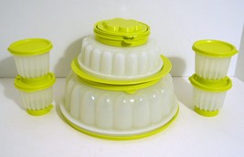 Tupperware Lime Green Jel -N-Serve Jell-O Mold Set 6 Cup, 2.5 Cup, Snack Cups - £27.85 GBP
