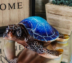 Nautical Ocean Blue Hues Giant Sea Turtle Swimming Decorative Figurine T... - $16.99
