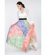 Women&#39;s Color Block Pleated Maxi Skirt - €20,52 EUR
