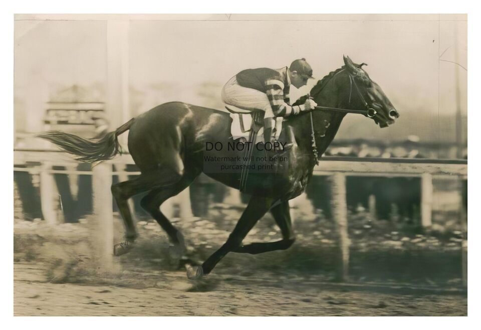 Primary image for MAN O WAR CHAMPION RACE HORSE JOCKEY RIDING IN RACE 4X6 PHOTO