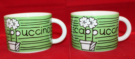 Cathay Pacific Airways Airline Porcelain 2 Cappuccino Coffee Mug Cups Set Green - £42.70 GBP