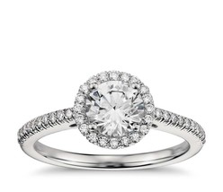 1.00CT Forever One Moissanite &amp; Diamond Halo VSF Engagement Ring 14K White Gold  - £975.03 GBP