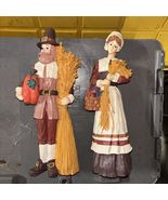 Vintage Thanksgiving Pilgrims Acrylic Give Thanks Holiday 9.5” - $43.55