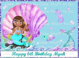 Mermaid Black / Ethnic Edible Cake Topper Decoration - $12.99