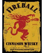 Fireball Label Cinnamon Whiskey Metal Sign - £23.55 GBP