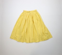 Vintage 50s 60s Rockabilly Womens 24 Distressed Pleated Belted Skirt Yel... - $29.65