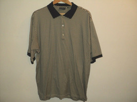 Bobby Jones Players Golf Polo Shirt Men&#39;s XL Cream w/ Dark Navy Stripes ... - £15.25 GBP