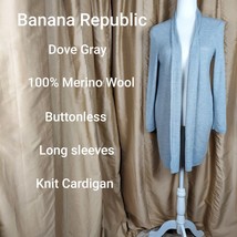 Banana Republic Dove Gray 100% Merino Wool Knit Cardigan Size M - £14.12 GBP