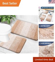 Luxury 2-Piece Beige Soft Microfiber Bath Rug Set for Stylish Bathrooms - $728.59 MXN