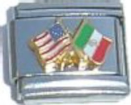 American And Mexican Flag Italian Charm - £6.84 GBP