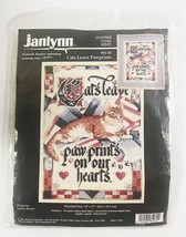 Janlynn Cats Leave Pawprints Counted Cross Stitch Kit 13 x 17 Vintage 1997 - £8.69 GBP